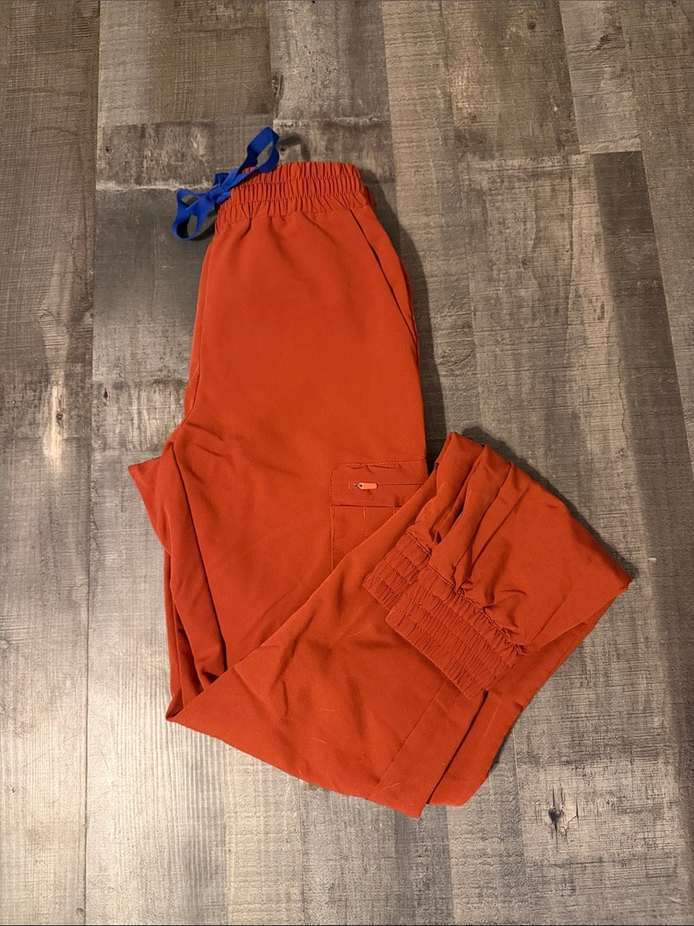 Figs Women's Rust Orange Track Jogger Pants with Blue Drawstring